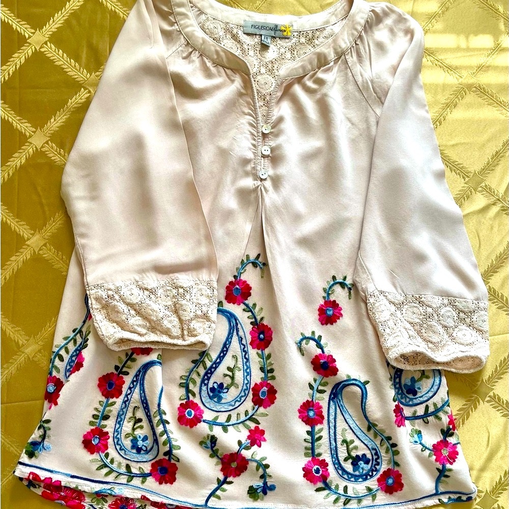 Floral Embroidered Blouse - Cream